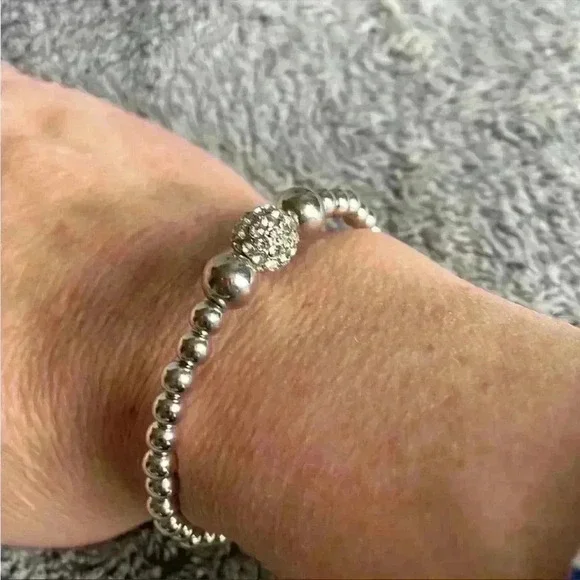 Swarovski Elements Bracelets - Silver Beaded Bracelet w/ Magnetic Clasp New - Picture 7 of 8